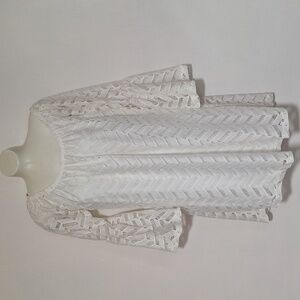 Pink Blush Lace Chevron Tunic Dress White Ivory